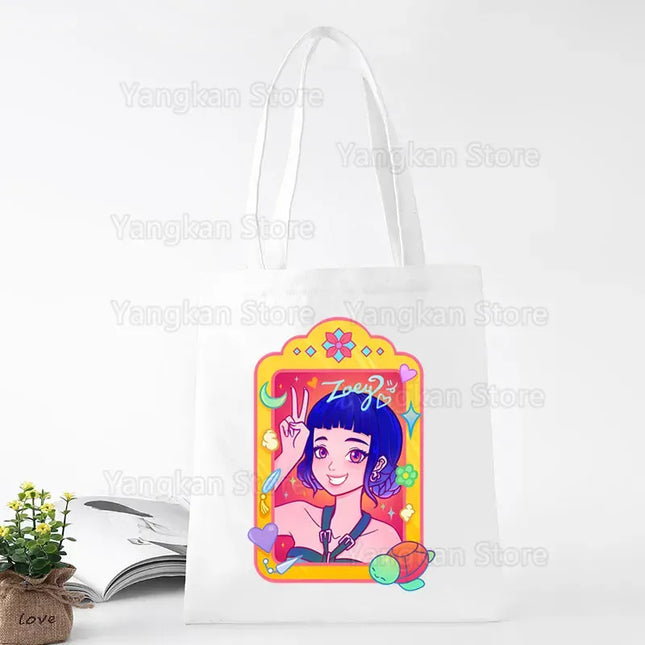 EcoWarra Kpop Demon Hunter Canvas Bag Women Girls Simple Large Capacity Demon Hunters Handbag Shoulder Bag Tote Reusable Student Bookbag