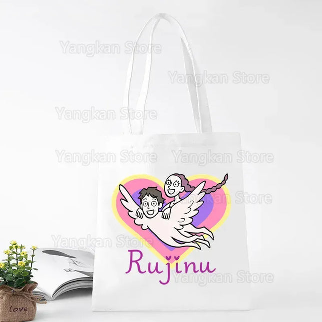 EcoWarra Kpop Demon Hunter Canvas Bag Women Girls Simple Large Capacity Demon Hunters Handbag Shoulder Bag Tote Reusable Student Bookbag