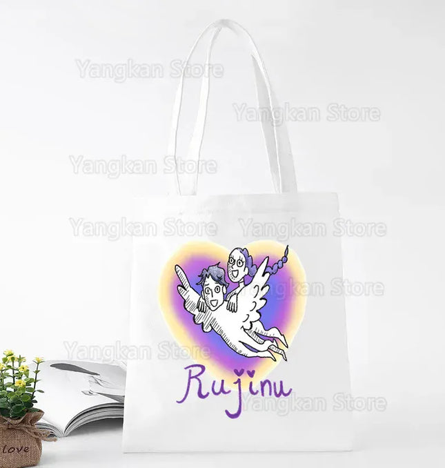 EcoWarra Kpop Demon Hunter Canvas Bag Women Girls Simple Large Capacity Demon Hunters Handbag Shoulder Bag Tote Reusable Student Bookbag