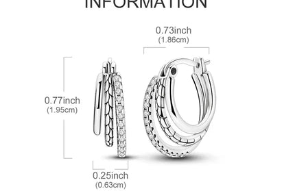 EcoWarra KTE415 Triple Stone Snake Hoop Earrings – 925 Silver