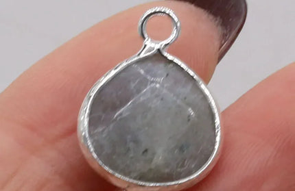 EcoWarra Labradorite-Silvery / 23x14mm 2pcs Natural Stone Connectors Fat Water Drop Pendant Charms for DIY Women Men Necklace Bracelets Jewelry Making Accessories