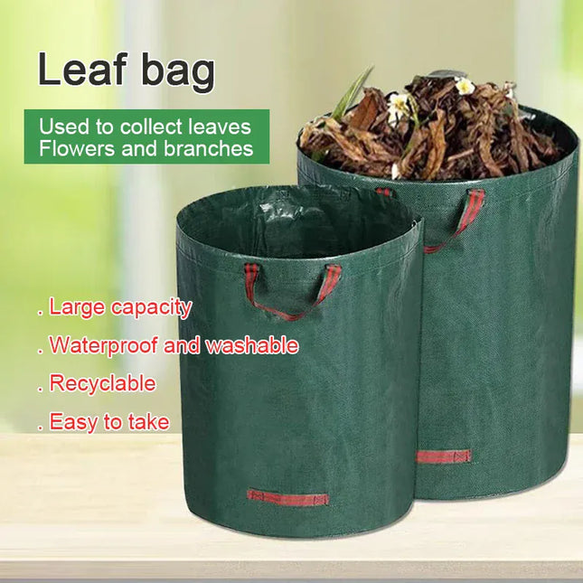 EcoWarra Large Capacity Garden Leaf Bag Branches and Fallen Leaves Collection Bag Dark Green PP Woven Reusable Plant Garbage Bag Supplies