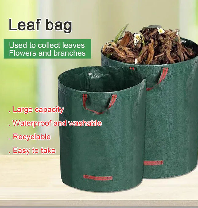 EcoWarra Large Capacity Garden Leaf Bag Branches and Fallen Leaves Collection Bag Dark Green PP Woven Reusable Plant Garbage Bag Supplies