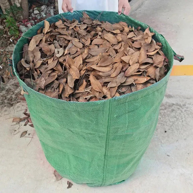 EcoWarra Large Capacity Garden Leaf Bag Branches and Fallen Leaves Collection Bag Dark Green PP Woven Reusable Plant Garbage Bag Supplies