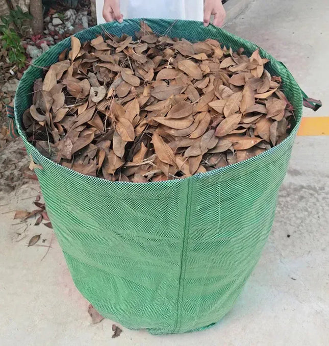 EcoWarra Large Capacity Garden Leaf Bag Branches and Fallen Leaves Collection Bag Dark Green PP Woven Reusable Plant Garbage Bag Supplies