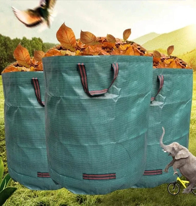EcoWarra Large Capacity Garden Leaf Bag Branches and Fallen Leaves Collection Bag Dark Green PP Woven Reusable Plant Garbage Bag Supplies