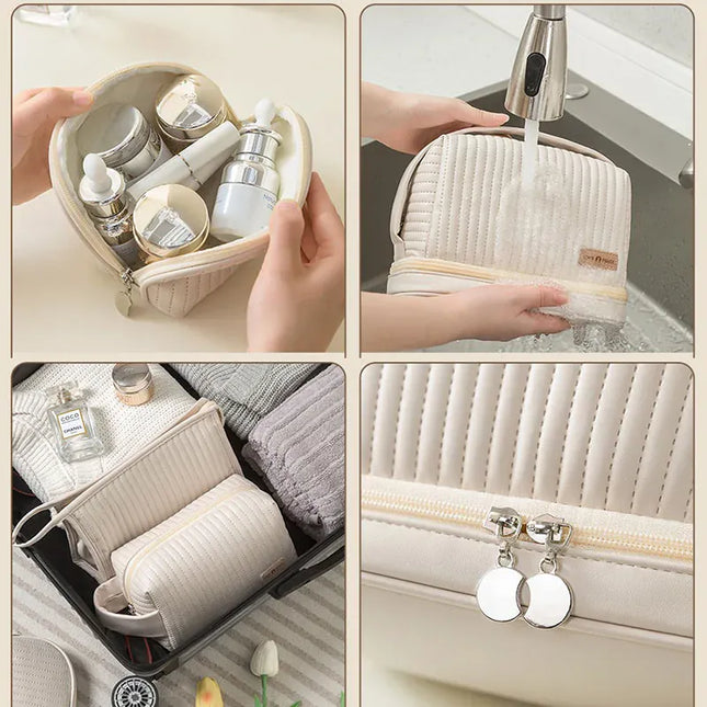 EcoWarra Large Capcity Makeup Pouch Cosmetic Bags For Women Make Up Organizer Portable Beauty Case Travel Essentials Toiletry Washbag