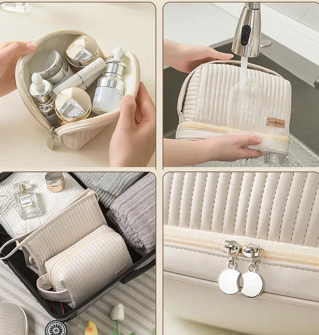 EcoWarra Large Capcity Makeup Pouch Cosmetic Bags For Women Make Up Organizer Portable Beauty Case Travel Essentials Toiletry Washbag