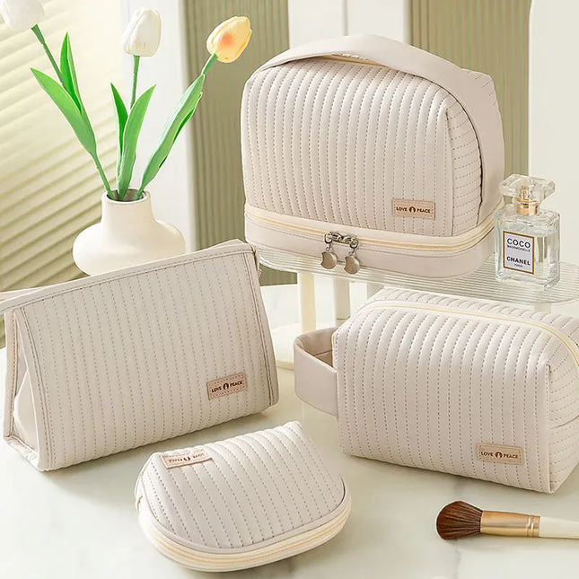 EcoWarra Large Capcity Makeup Pouch Cosmetic Bags For Women Make Up Organizer Portable Beauty Case Travel Essentials Toiletry Washbag