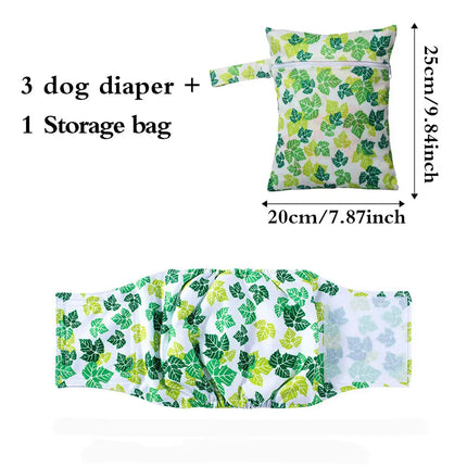 EcoWarra Leaves / S Washable Pet Dog Diapers Males Absorbent Adjustable Puppy Big Dog Physiological Pants for Dogs Reusable Pets Dogs Panties Shorts