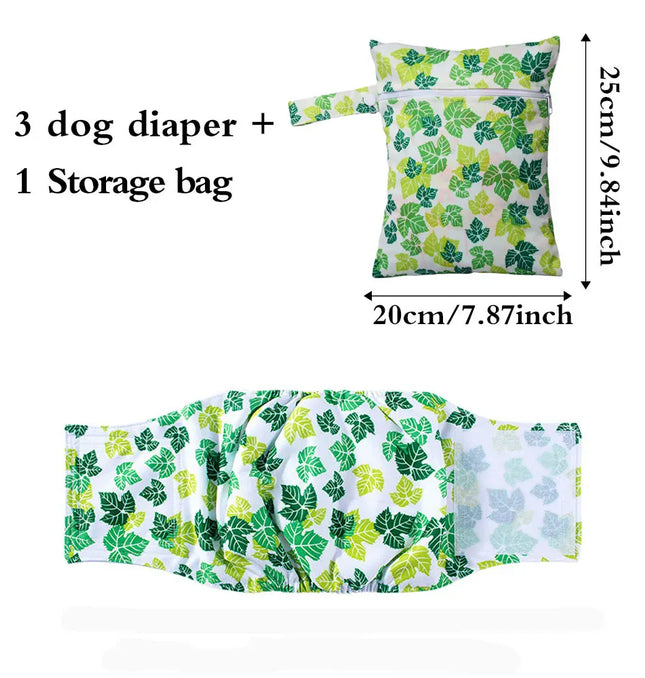 EcoWarra Leaves / XL Washable Pet Dog Diapers Males Absorbent Adjustable Puppy Big Dog Physiological Pants for Dogs Reusable Pets Dogs Panties Shorts