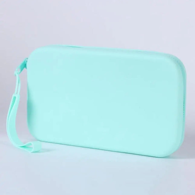 EcoWarra Light Green Portable Silicone Underwear Storage Bag Large Capacity Waterproof Zipper Pouch Desktop Storage Toiletries Bag Lipstick Bags
