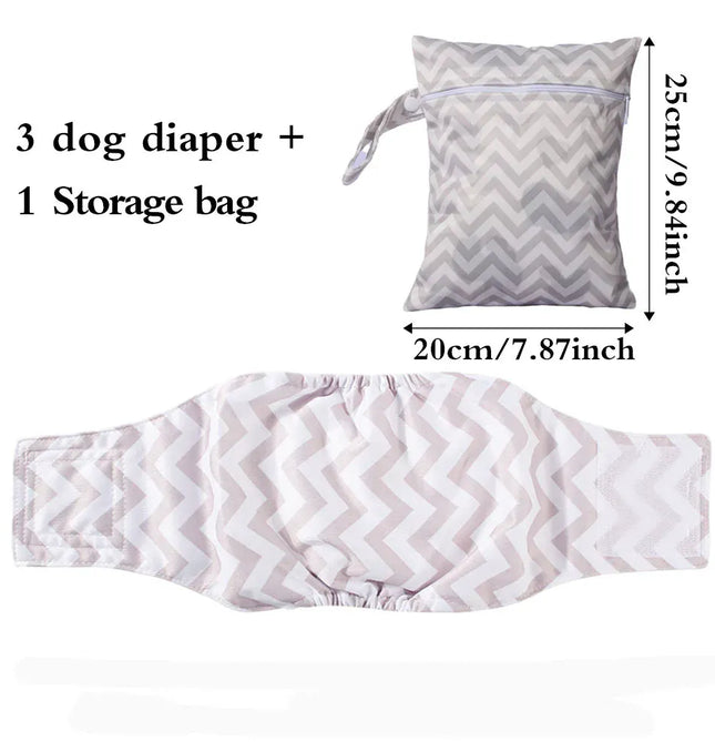 EcoWarra Line / L Washable Pet Dog Diapers Males Absorbent Adjustable Puppy Big Dog Physiological Pants for Dogs Reusable Pets Dogs Panties Shorts