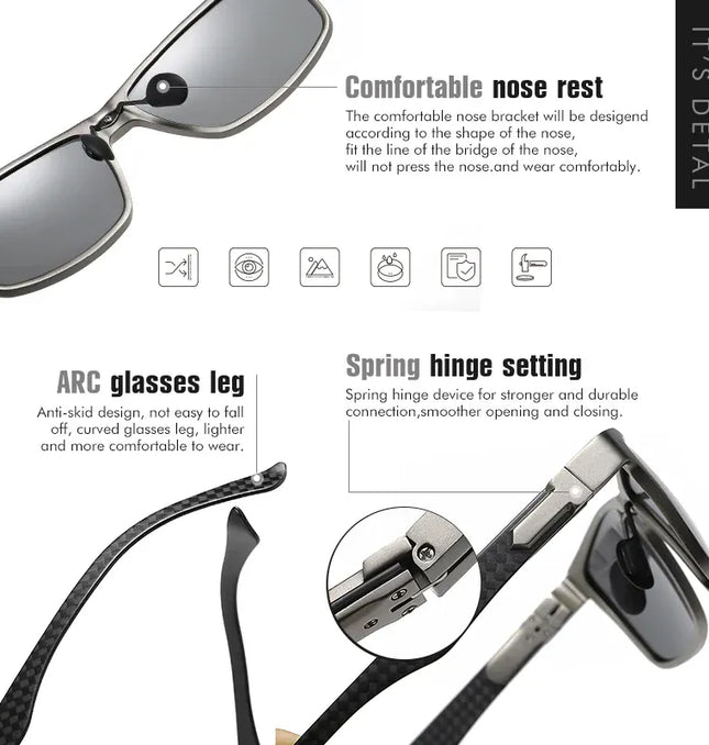 EcoWarra LIOUMO Top Quality Photochromic Polarized Sunglasses For Men Women Carbon Fiber Frame Square Glasses UV400 lentes de sol hombre