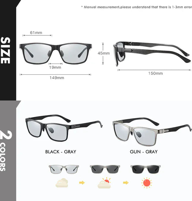 EcoWarra LIOUMO Top Quality Photochromic Polarized Sunglasses For Men Women Carbon Fiber Frame Square Glasses UV400 lentes de sol hombre