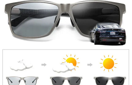 EcoWarra LIOUMO Top Quality Photochromic Polarized Sunglasses For Men Women Carbon Fiber Frame Square Glasses UV400 lentes de sol hombre