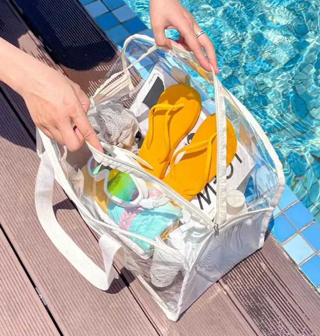 EcoWarra Makeup Bag PVC Transparent Portable Large Capacity Waterproof Swimming Beach Storage for Clothes Travel Essentials Organizer Bag