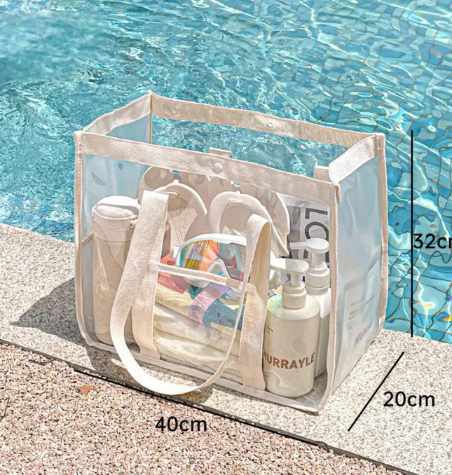 EcoWarra Makeup Bag PVC Transparent Portable Large Capacity Waterproof Swimming Beach Storage for Clothes Travel Essentials Organizer Bag