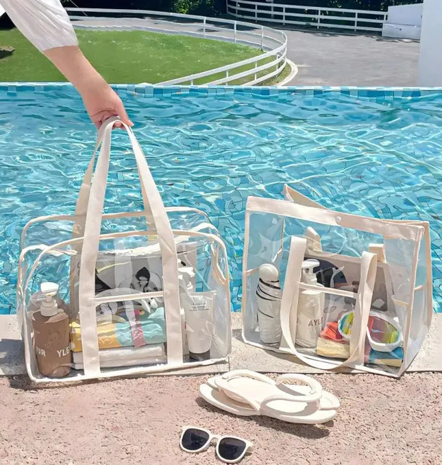 EcoWarra Makeup Bag PVC Transparent Portable Large Capacity Waterproof Swimming Beach Storage for Clothes Travel Essentials Organizer Bag