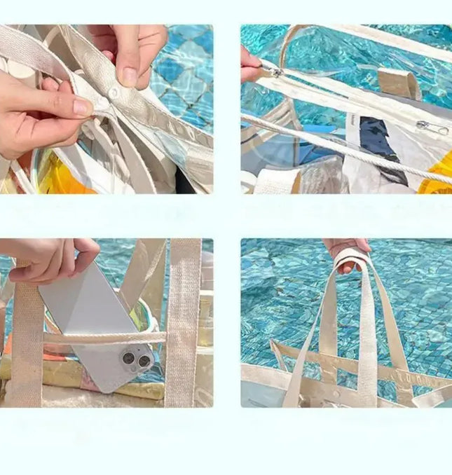 EcoWarra Makeup Bag PVC Transparent Portable Large Capacity Waterproof Swimming Beach Storage for Clothes Travel Essentials Organizer Bag