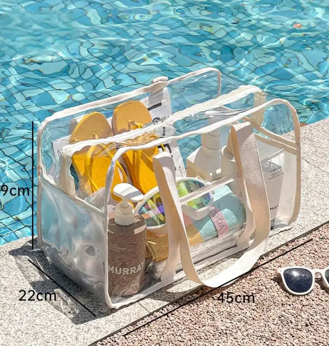 EcoWarra Makeup Bag PVC Transparent Portable Large Capacity Waterproof Swimming Beach Storage for Clothes Travel Essentials Organizer Bag