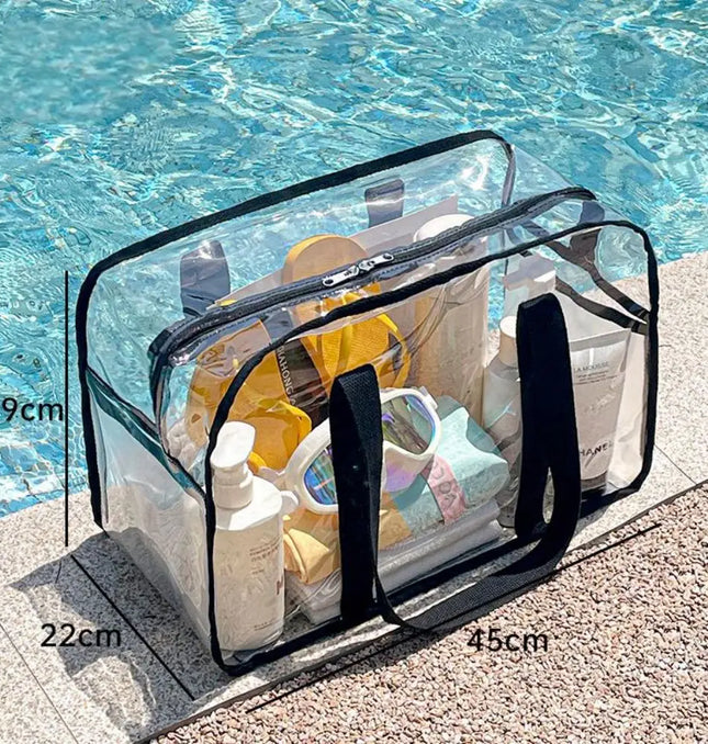 EcoWarra Makeup Bag PVC Transparent Portable Large Capacity Waterproof Swimming Beach Storage for Clothes Travel Essentials Organizer Bag