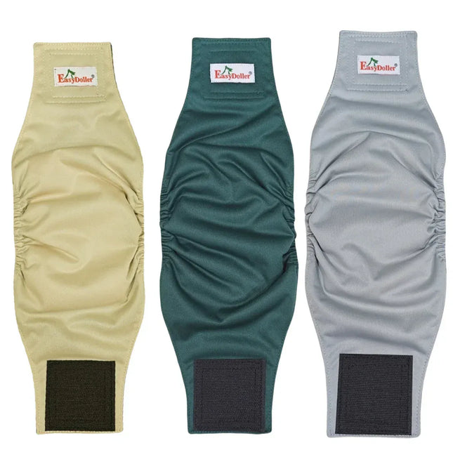EcoWarra MD141516 / L 3 Pack Washable Reusable Male Dog Diaper Pet Dog Sanitary Pants Nappy Belly Band Wrap Leak Proof Dogs Pee Pant Diapers For Puppy