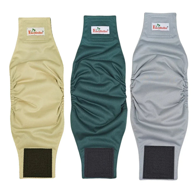 EcoWarra MD141516 / M 3 Pack Washable Reusable Male Dog Diaper Pet Dog Sanitary Pants Nappy Belly Band Wrap Leak Proof Dogs Pee Pant Diapers For Puppy