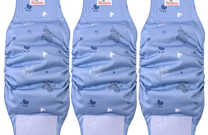 EcoWarra MD18 / L 3 Pack Washable Reusable Male Dog Diaper Pet Dog Sanitary Pants Nappy Belly Band Wrap Leak Proof Dogs Pee Pant Diapers For Puppy