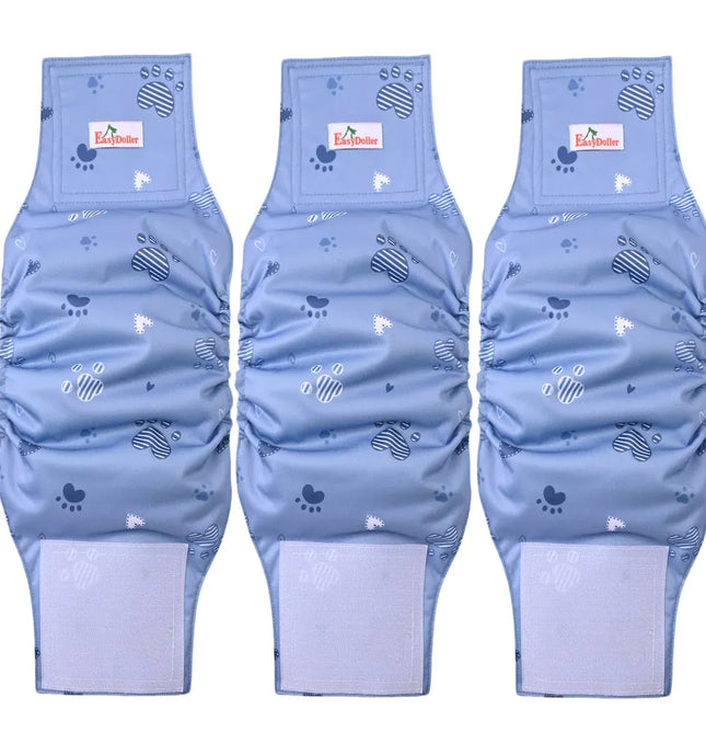 EcoWarra MD18 / M 3 Pack Washable Reusable Male Dog Diaper Pet Dog Sanitary Pants Nappy Belly Band Wrap Leak Proof Dogs Pee Pant Diapers For Puppy