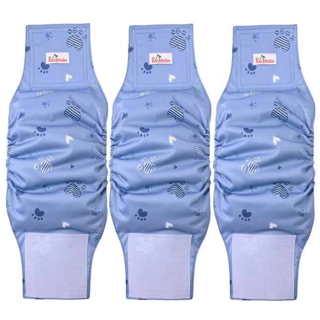 EcoWarra MD18 / S 3 Pack Washable Reusable Male Dog Diaper Pet Dog Sanitary Pants Nappy Belly Band Wrap Leak Proof Dogs Pee Pant Diapers For Puppy