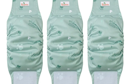EcoWarra MD19 / L 3 Pack Washable Reusable Male Dog Diaper Pet Dog Sanitary Pants Nappy Belly Band Wrap Leak Proof Dogs Pee Pant Diapers For Puppy
