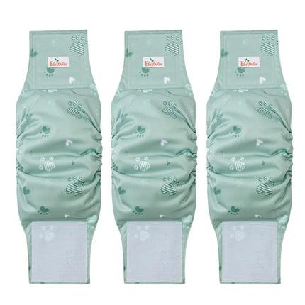 EcoWarra MD19 / M 3 Pack Washable Reusable Male Dog Diaper Pet Dog Sanitary Pants Nappy Belly Band Wrap Leak Proof Dogs Pee Pant Diapers For Puppy