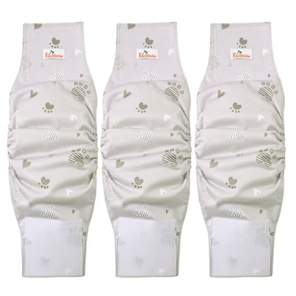 EcoWarra MD37 / S 3 Pcs Washable Male Dog Diaper Cute Paw Pattern Pet Physiological Pants Reusable Nappy Belly Band Wrap Diapers for Training