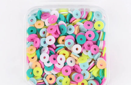 EcoWarra mix 01 / 500Pcs 1box 500Pcs/Box 6mm Recyclable Polymer Clay Disc Loose Charms Beads Boho 34 Colors Wristband Handmade Spacer Beads For Jewelry Making