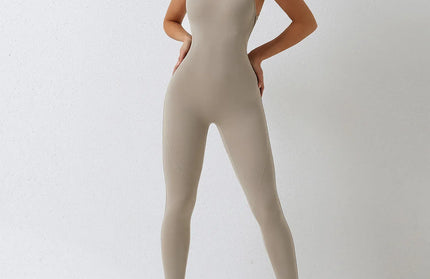 EcoWarra Mocha palm / S Jumpsuit Gym Set Romper Backless Fitness Bodysuit Siamese Sportswear Women Jumpsuit Buttery-Soft One-piece Playsuit Yoga Suit
