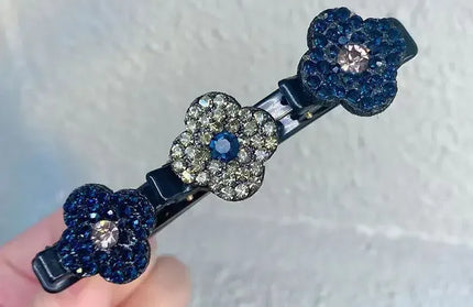 EcoWarra Molan Grey New Fashion Sparkling Crystal Stones Braided Hair Clips 3 Flowers Hair Accessories for Women Girls Styling Tools  Wholesales