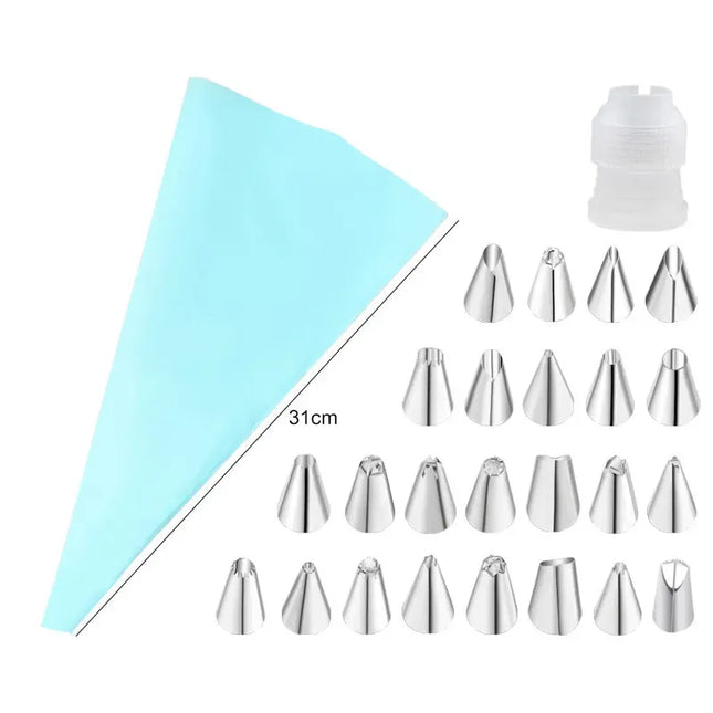 EcoWarra Multifunctional Cake Decorating Tools Silicone Pastry Bag Stainless Steel Cake Mouth Reusable Silicone Bag Tools Pastry Nozzle