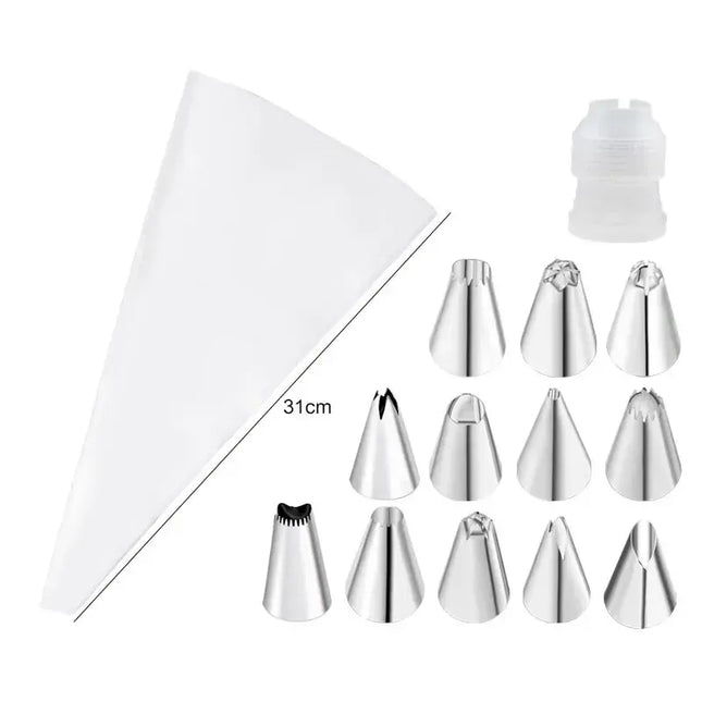 EcoWarra Multifunctional Cake Decorating Tools Silicone Pastry Bag Stainless Steel Cake Mouth Reusable Silicone Bag Tools Pastry Nozzle