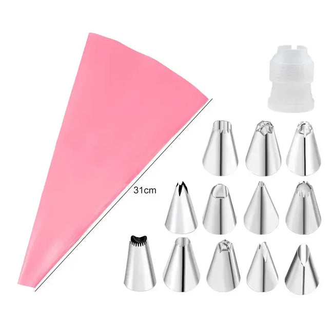 EcoWarra Multifunctional Cake Decorating Tools Silicone Pastry Bag Stainless Steel Cake Mouth Reusable Silicone Bag Tools Pastry Nozzle