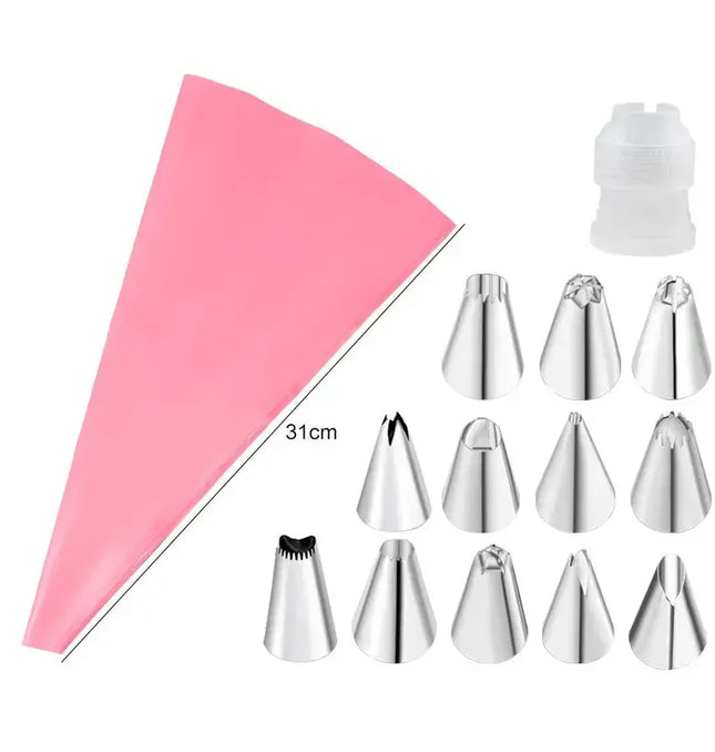 EcoWarra Multifunctional Cake Decorating Tools Silicone Pastry Bag Stainless Steel Cake Mouth Reusable Silicone Bag Tools Pastry Nozzle