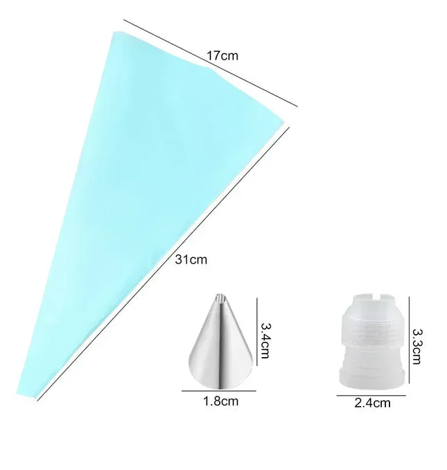 EcoWarra Multifunctional Cake Decorating Tools Silicone Pastry Bag Stainless Steel Cake Mouth Reusable Silicone Bag Tools Pastry Nozzle