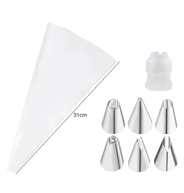 EcoWarra Multifunctional Cake Decorating Tools Silicone Pastry Bag Stainless Steel Cake Mouth Reusable Silicone Bag Tools Pastry Nozzle