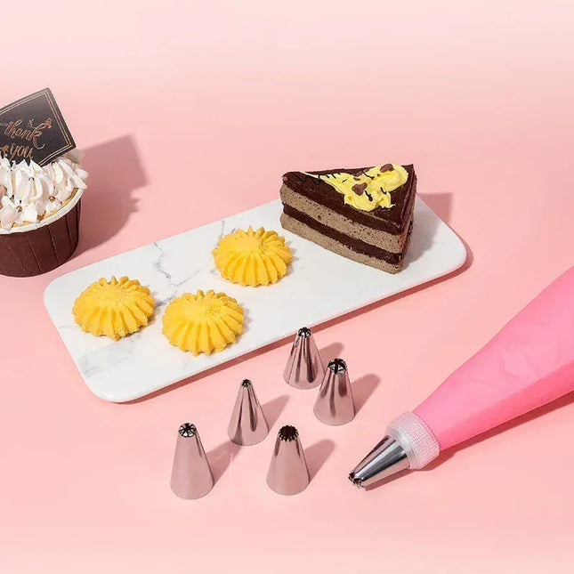 EcoWarra Multifunctional Cake Decorating Tools Silicone Pastry Bag Stainless Steel Cake Mouth Reusable Silicone Bag Tools Pastry Nozzle