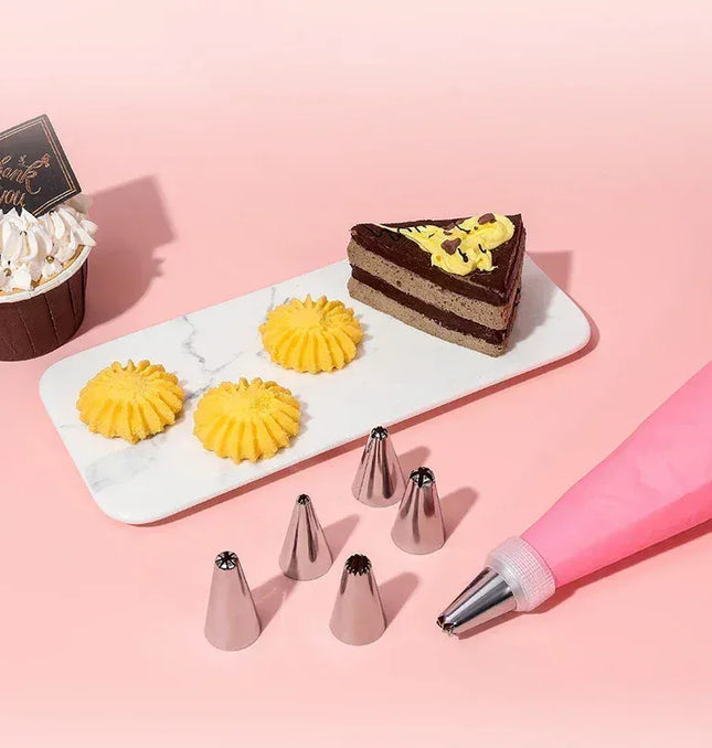 EcoWarra Multifunctional Cake Decorating Tools Silicone Pastry Bag Stainless Steel Cake Mouth Reusable Silicone Bag Tools Pastry Nozzle