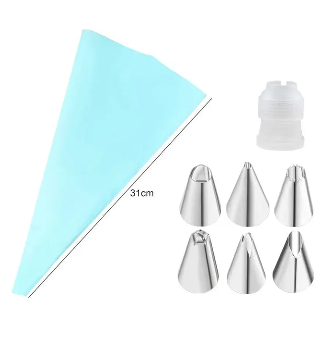 EcoWarra Multifunctional Cake Decorating Tools Silicone Pastry Bag Stainless Steel Cake Mouth Reusable Silicone Bag Tools Pastry Nozzle