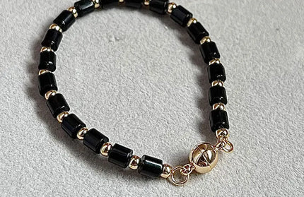 EcoWarra Natural 4mm obsidian Necklace Copper Plated 14K Gold Accessories