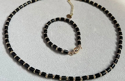 EcoWarra Natural 4mm obsidian Necklace Copper Plated 14K Gold Accessories