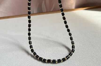 EcoWarra Natural 4mm obsidian Necklace Copper Plated 14K Gold Accessories