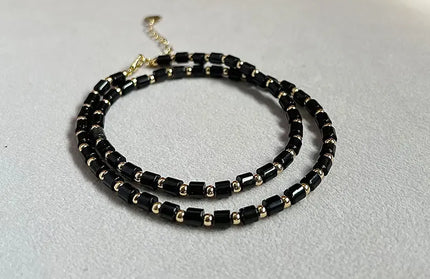 EcoWarra Natural 4mm obsidian Necklace Copper Plated 14K Gold Accessories